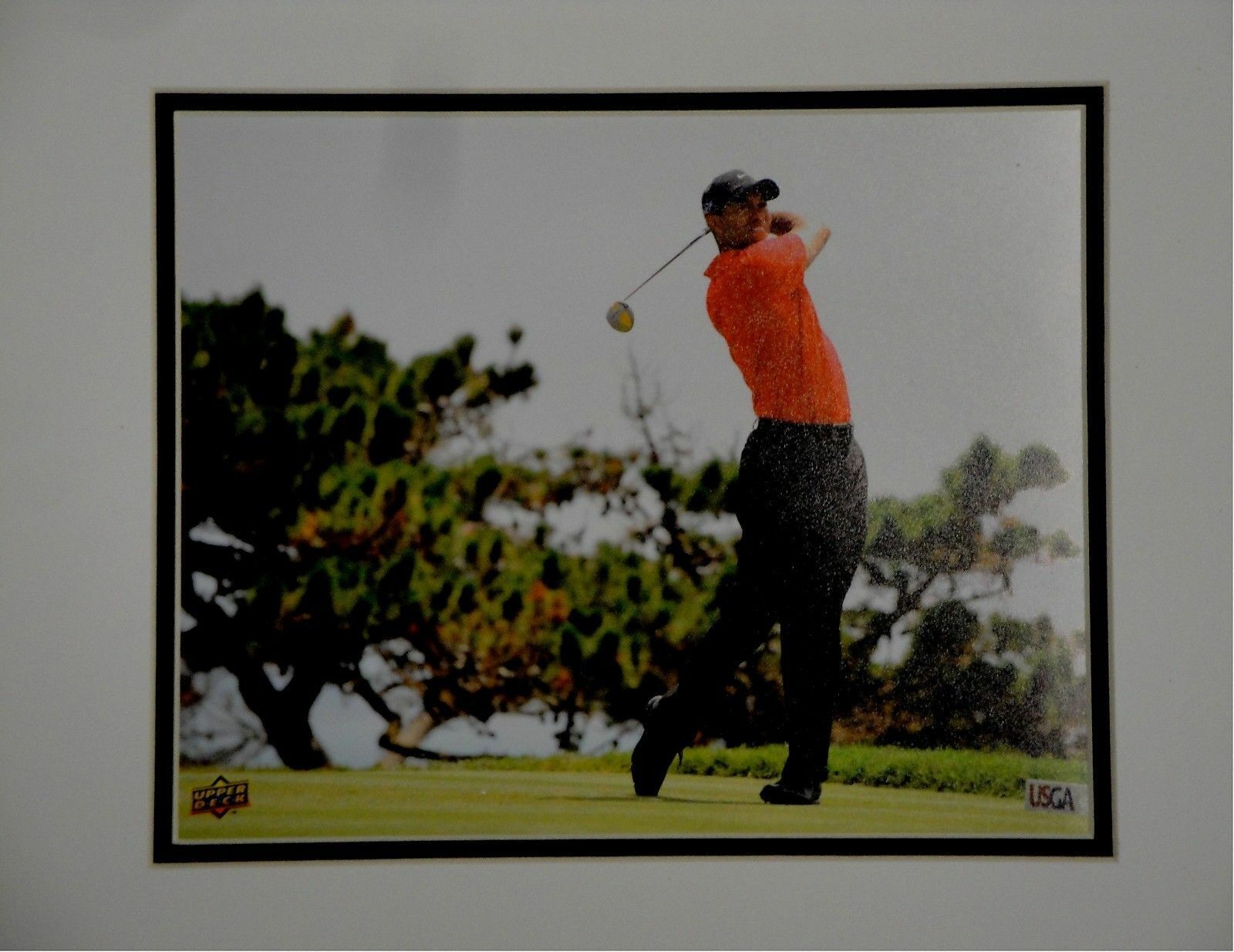 Tiger Woods UnSigned 8x10 Custom Matted Photo Poster painting Big Swing Red Shirt UDA