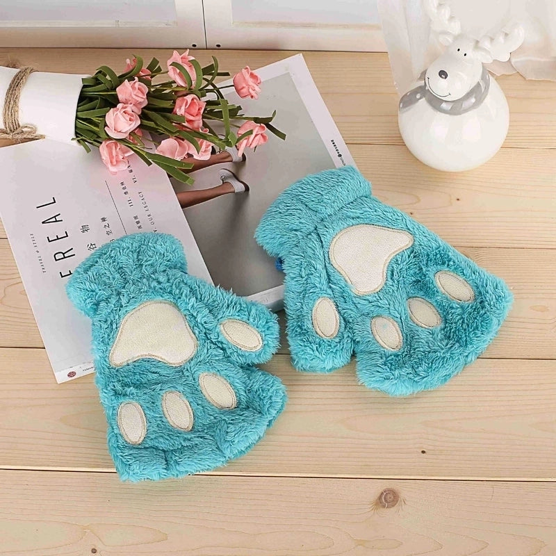 Women’s Cute Cartoon Plush Gloves 1 Pair