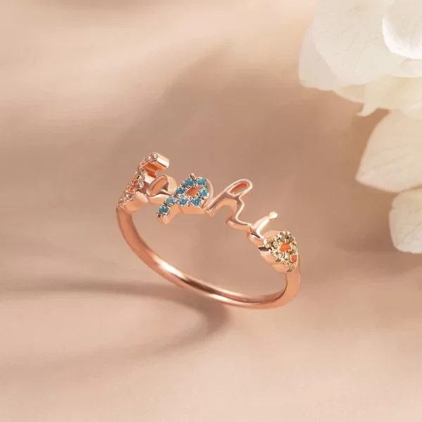Personalized Name Ring with Diamond Classic Ring for Women