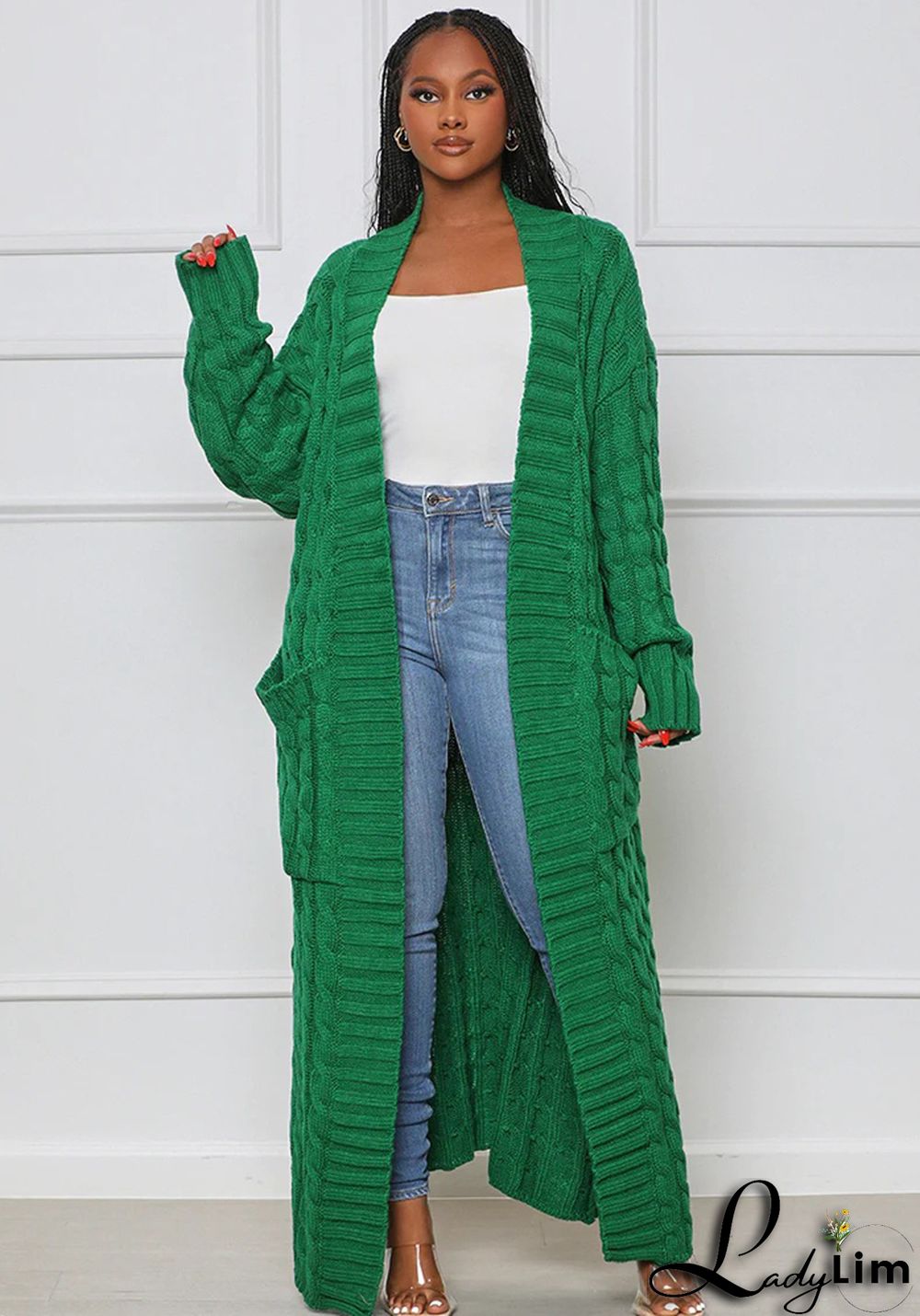 Women Winter Long Sleeve Plush Long Sweater Jacket