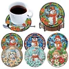 6Pcs/set Diamond Painting Wooden Snowman Coaster Cup Cushion With Holder