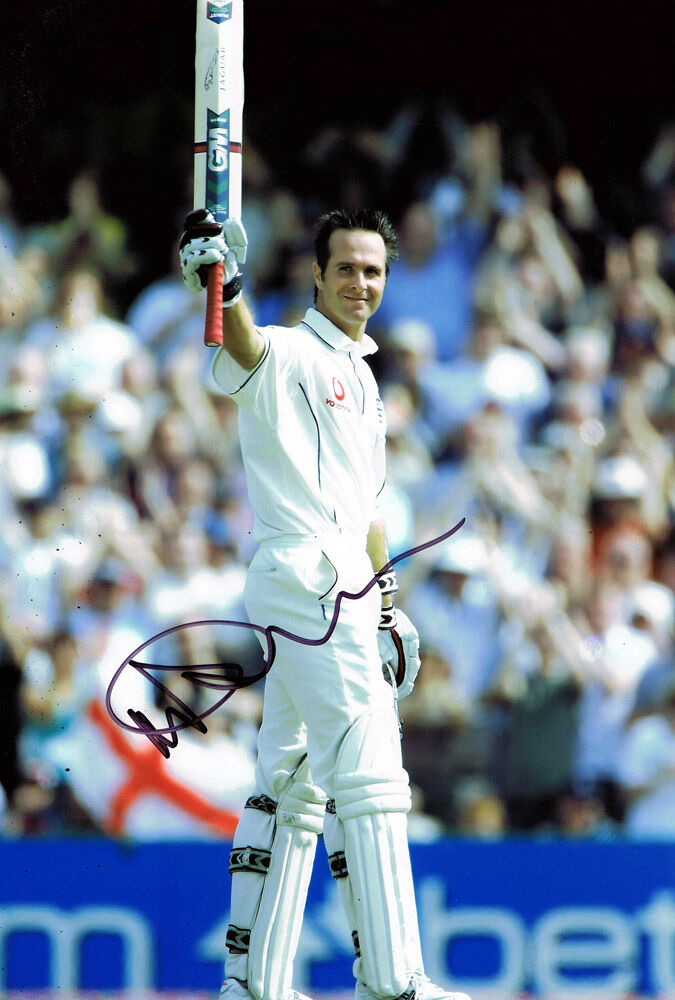 Michael Vaughan HAND SIGNED Cricket 12x8 Photo Poster painting AFTAL