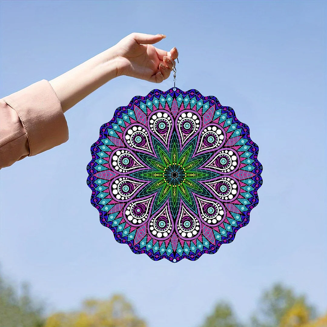 Mandalas Hanging Wind Spinner 360 Degree Rotating 3D Garden Wind Spinners 10-Inch Hanging Wind Catcher Art Gift for Home Garden Halloween Christmas (01)