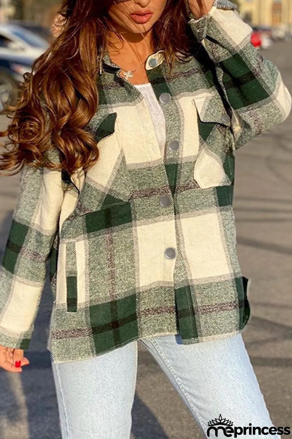 Long Sleeve Casual Plaid Lapel Coat