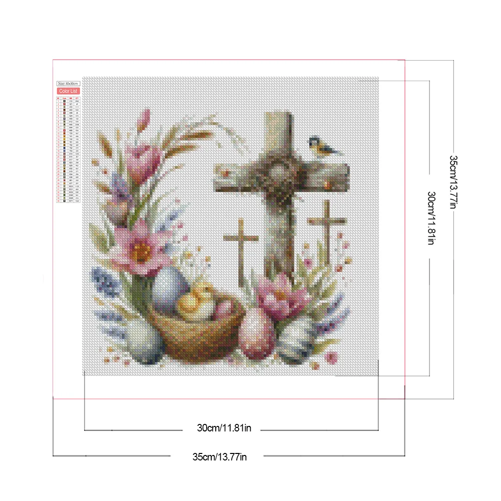 Diamond Painting - Full Square Drill - Easter Cross(Canvas|35*35cm)