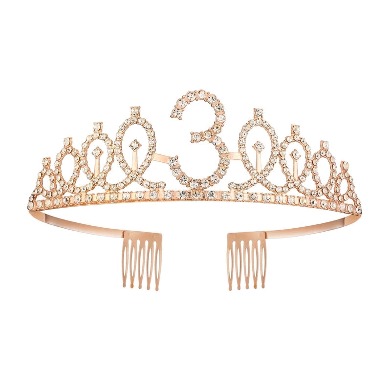Women’s IG Style Shiny Number Crown Alloy Hollow Out Inlay Rhinestones Crown