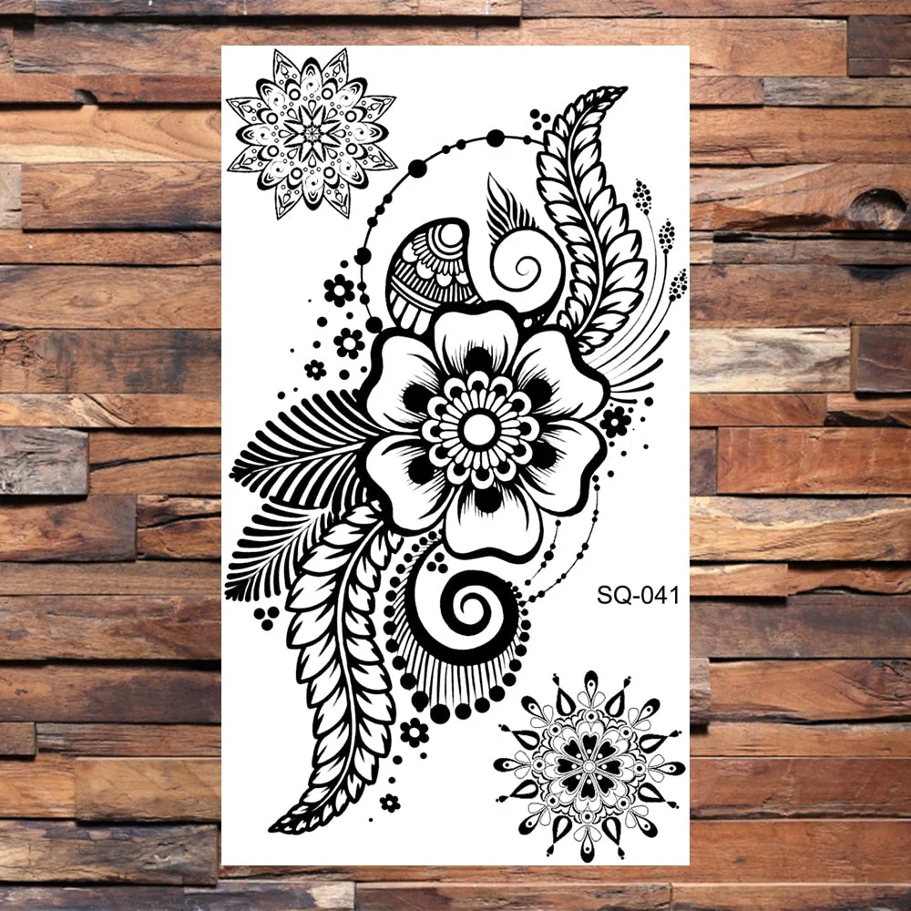 Black Elephant Cartoon Diamond Arrow Temporary Tattoos For Children Adults Realistic Pirate Flower Feather Fake Tatoos Sticker