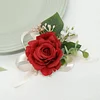 10PCS Bridal Groom Guests Wedding Catering Rose Corsage Boutonniere Wrist Artificial Flower Bouquets
