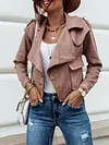 Casual Solid Color Buttoned Long Sleeves Notched Collar Blazer