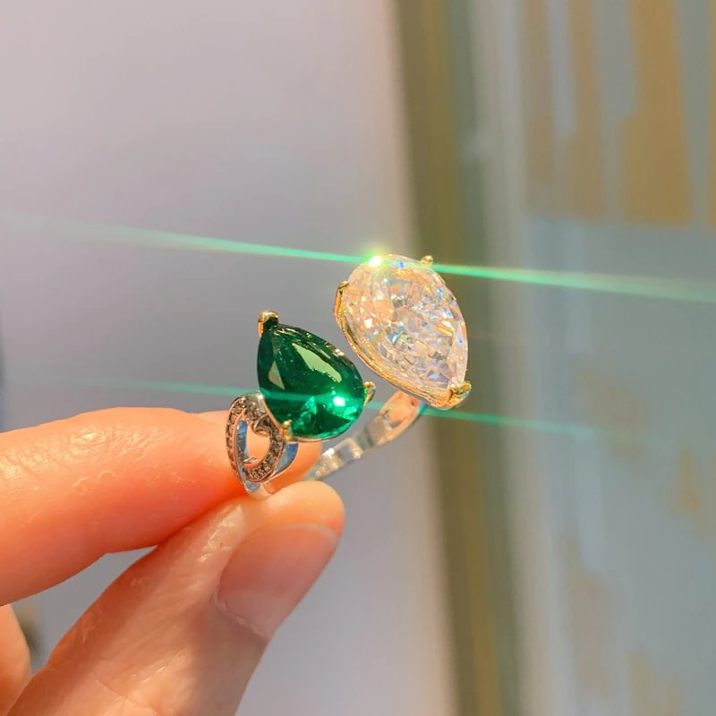 100% 925 Sterling Silver 8*12mm Emerald High Carbon Diamond Resizable Rings For Women Sparkling Wedding Party Fine Jewelry