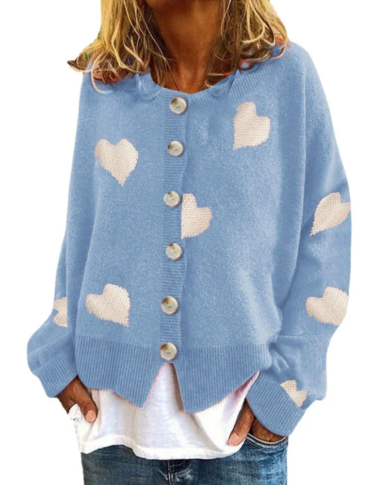 Wongn Wongn And Winter New Women's Sweater Single Breasted Love Sweater Women's Cardigan
