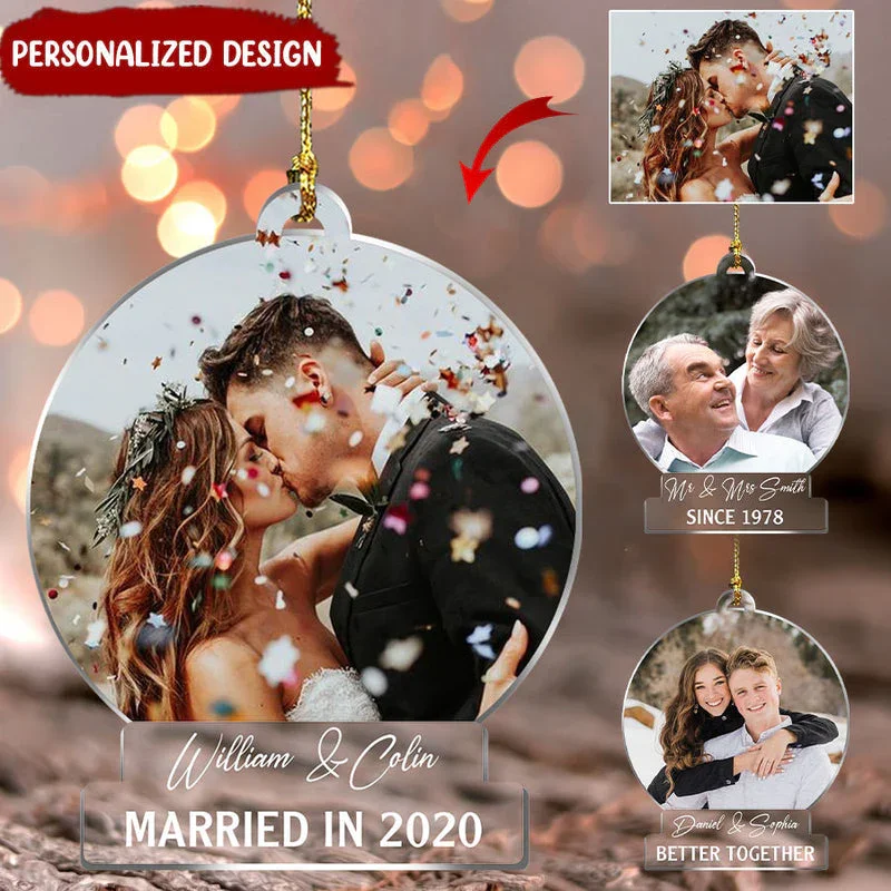 Mr And Mrs Photo Just Married Ornament