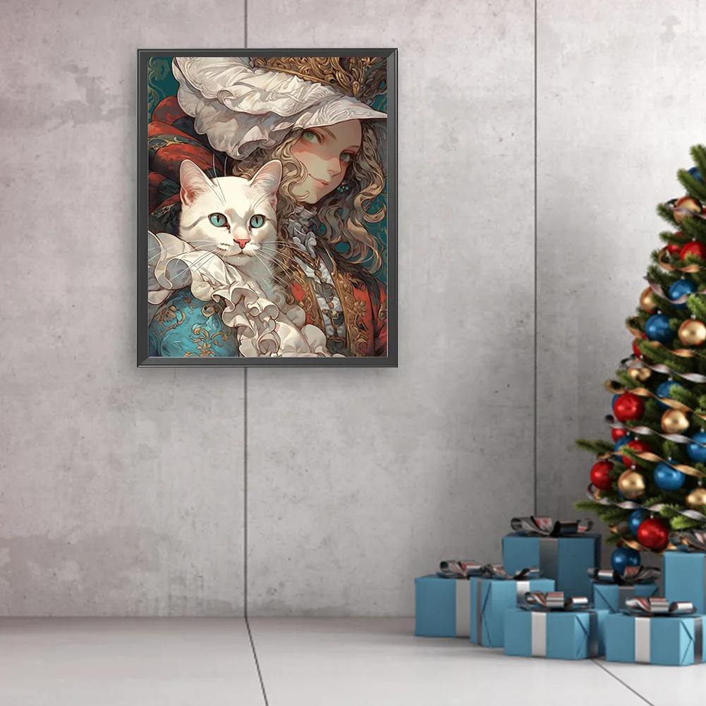 DIY Paint By Number 40*50cm - Noble Girl Holding A Cat