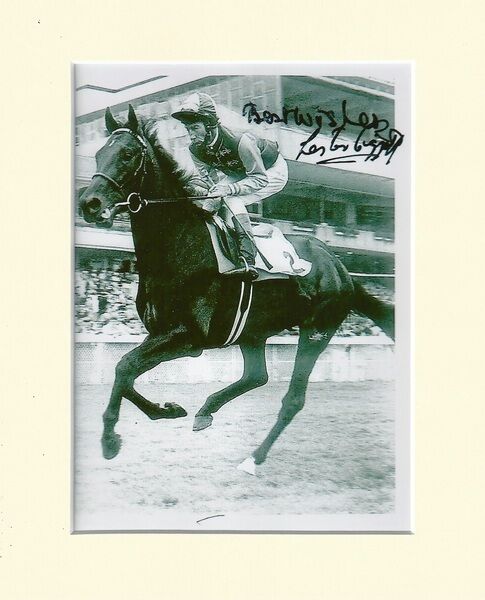 LESTER PIGGOTT HORSE RACING JOCKEY LEGEND PP 10X8 MOUNTED SIGNED AUTOGRAPH Photo Poster painting