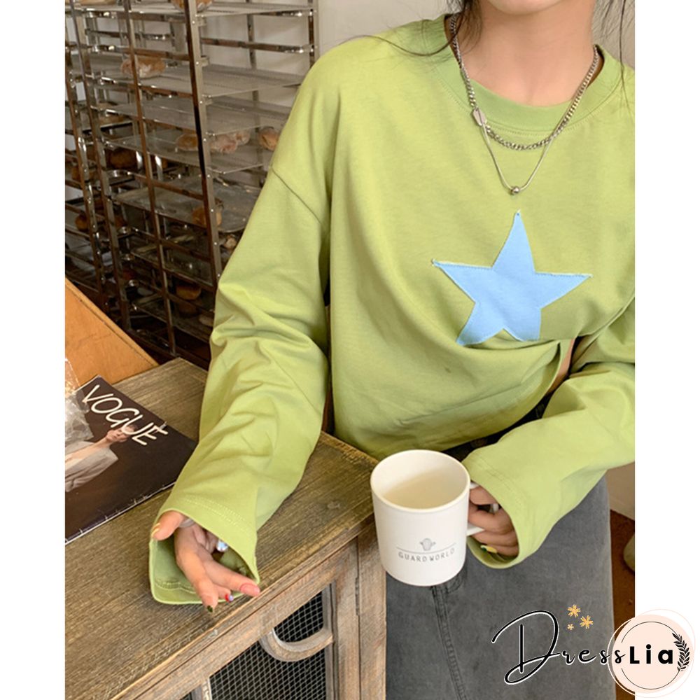 Fairycore Hoodies Women Grunge Pentagram Pattern Long Sleeve Crop Tops Y2k Aesthetic