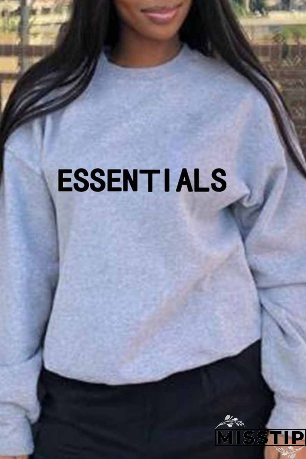 White Casual Print Letter O Neck Tops