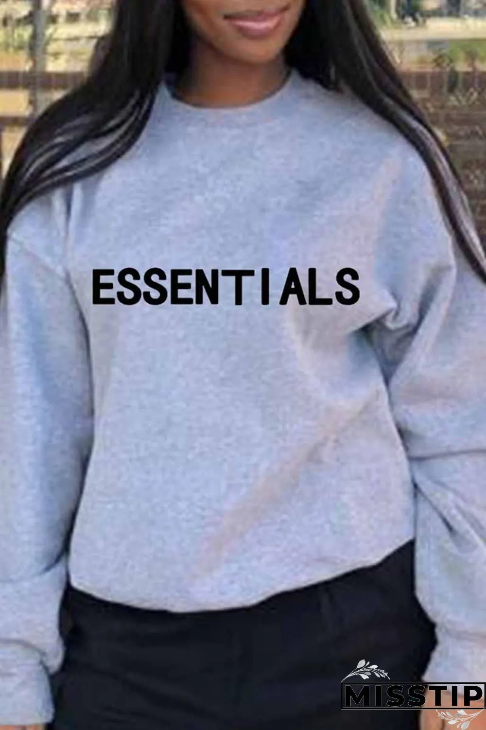 White Casual Print Letter O Neck Tops