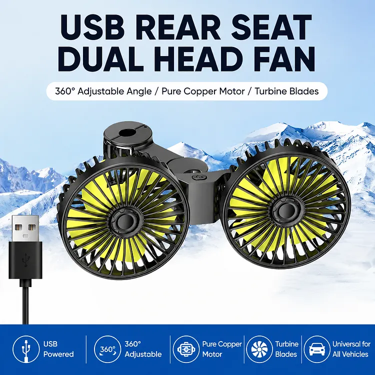 USB Dual Head Car Fan