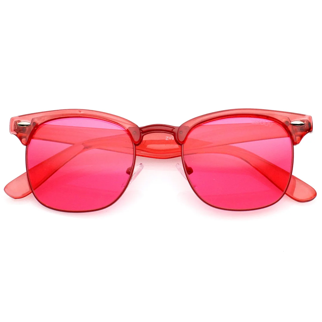 Classic Translucent Horn Rimmed Square Color Tinted Lens Half Frame glasses 49mm