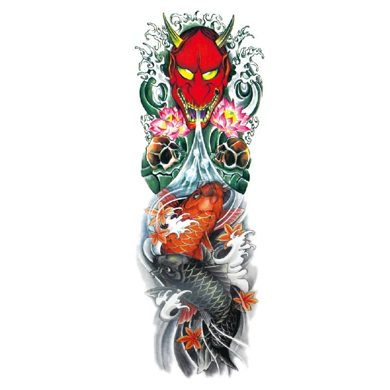 Body Art Arm Fake Sleeve Tattoos For Men Waterproof Wolf Tiger Chinese Dragon Sticker Temporary Fox Tattoo Waterproof Sleeves 303