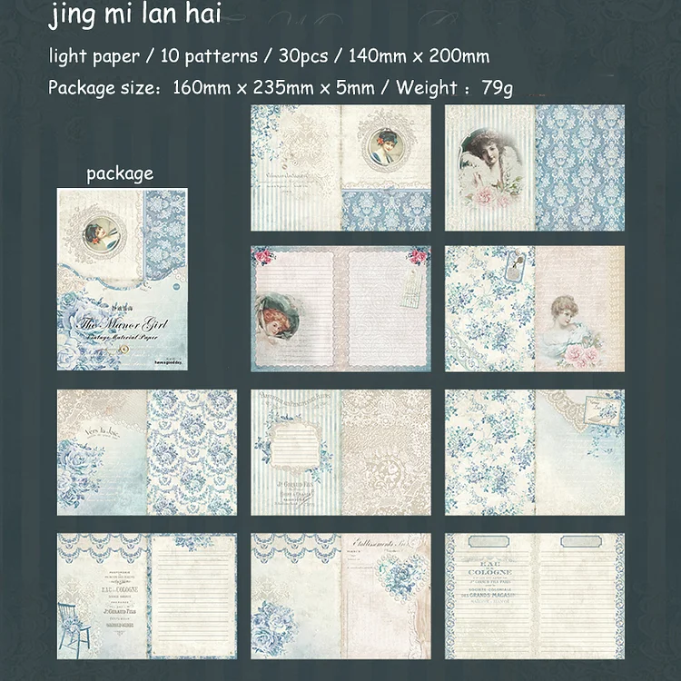 Journalsay 30 Sheets Vintage Literary Character Flower Decor Material Paper