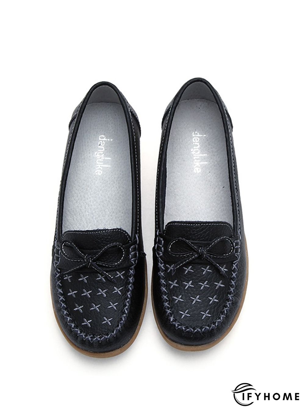 Bow Decor Moccasin Comfy Sole Flat Peas Shoes | IFYHOME