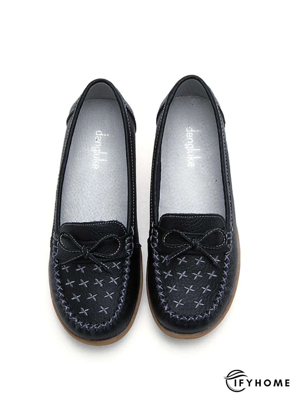 Bow Decor Moccasin Comfy Sole Flat Peas Shoes | IFYHOME