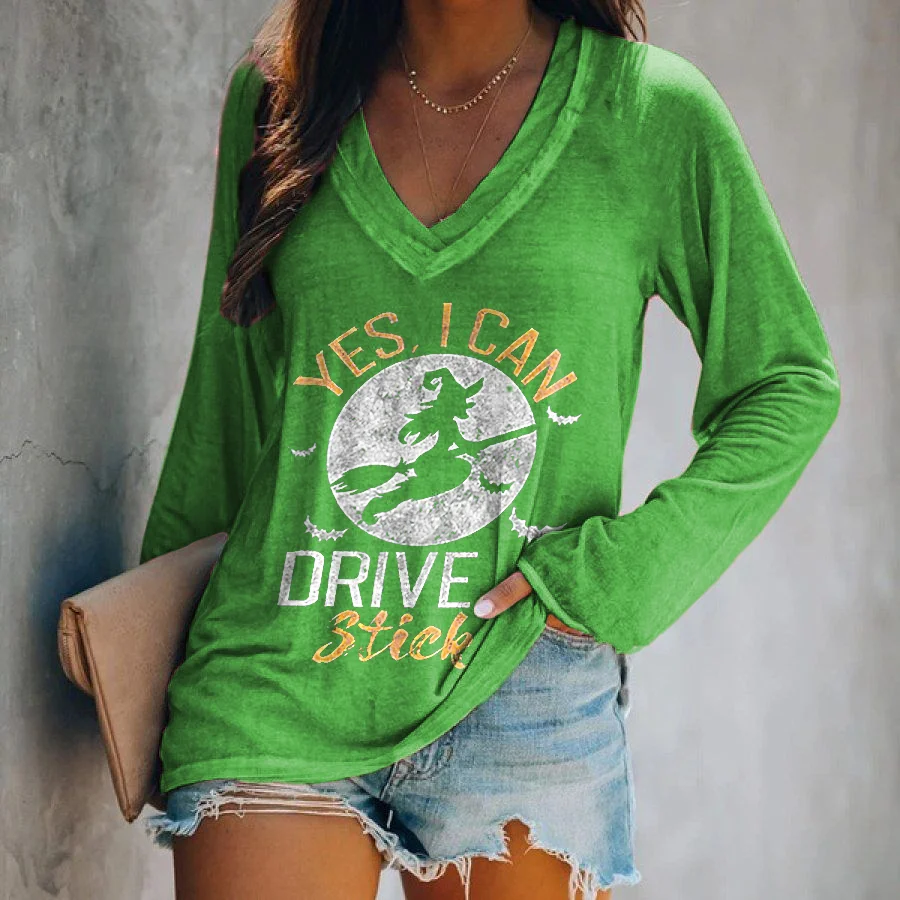 Yes, I Can Drive A Stick Printed Long-sleeved T-shirt