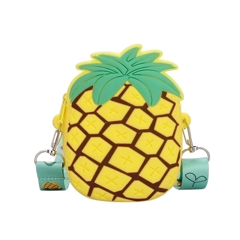 Kid’s Small Pvc Fruit Pineapple Cute Square Zipper Crossbody Bag