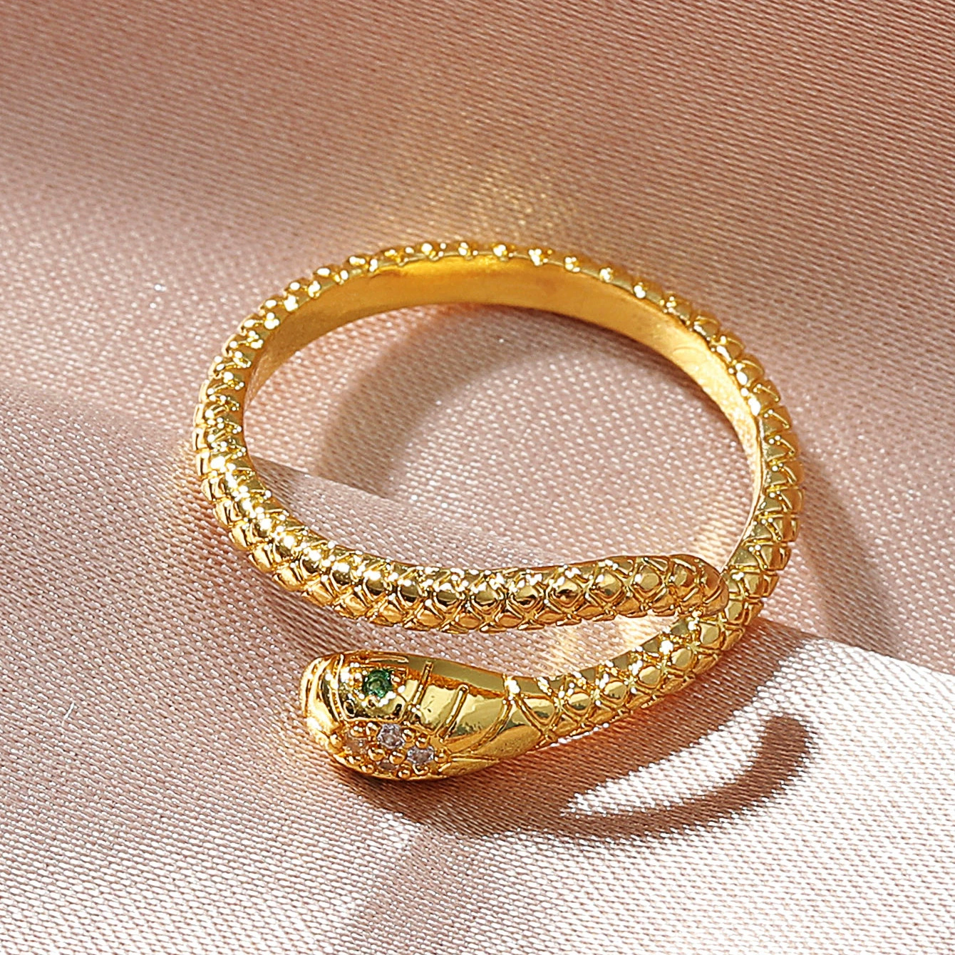 Snake Zirconia Gold-Plated Ring