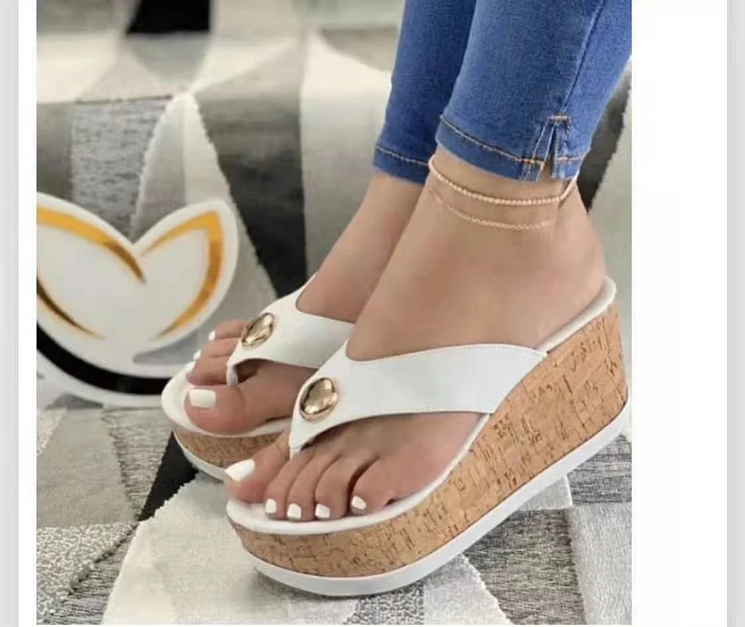 Colourp Colourp Summer New Student Loose Cake Large Size Cool Drag Slope With Thick Bottom Flip-Flops Female Fashion Outside Wear Slippers