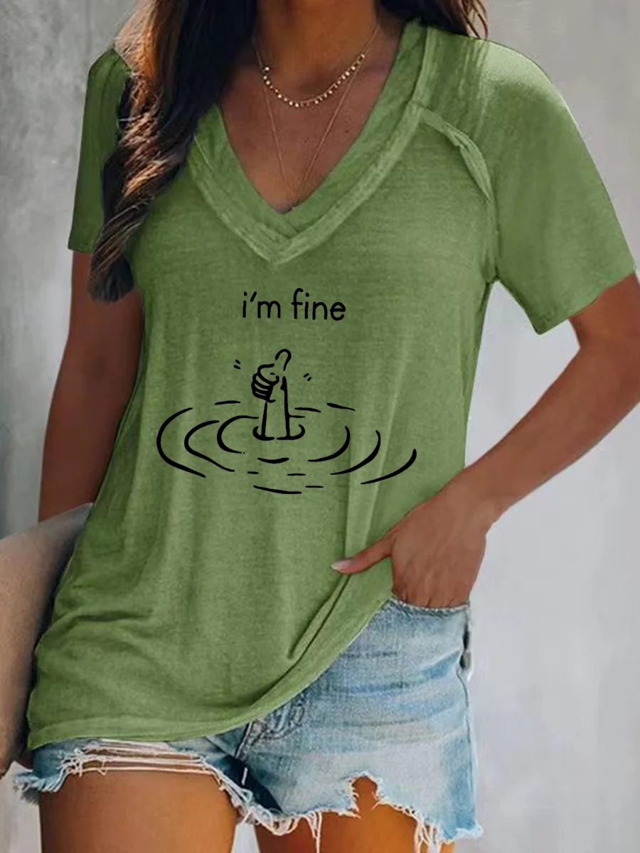 I'm Fine V-neck T-shirt