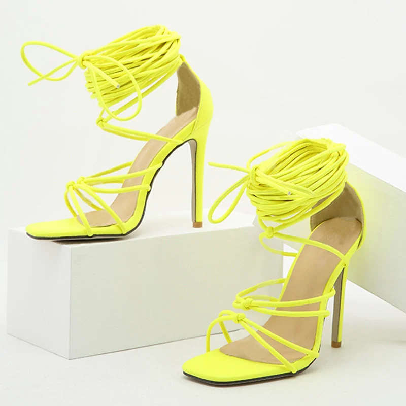  Roman Sandals Cross Strap Stiletto Square Toe High Heels Lace Up Sexy Ladies Fashion Sandals Pumps Long Summer Boots