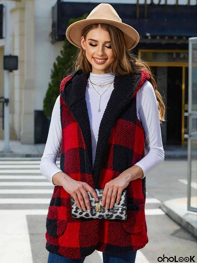 Plaid Hooded Vest