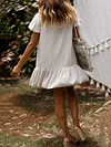Flax Cotton Short Sleeves Mini Dress