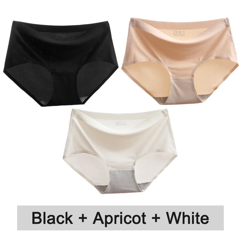 Ultra-thin Seamless Women Panties Fast Dry Sexy Underwear Breathable Briefs Female Lingerie Solid Color Mesh Ice-silk Panties