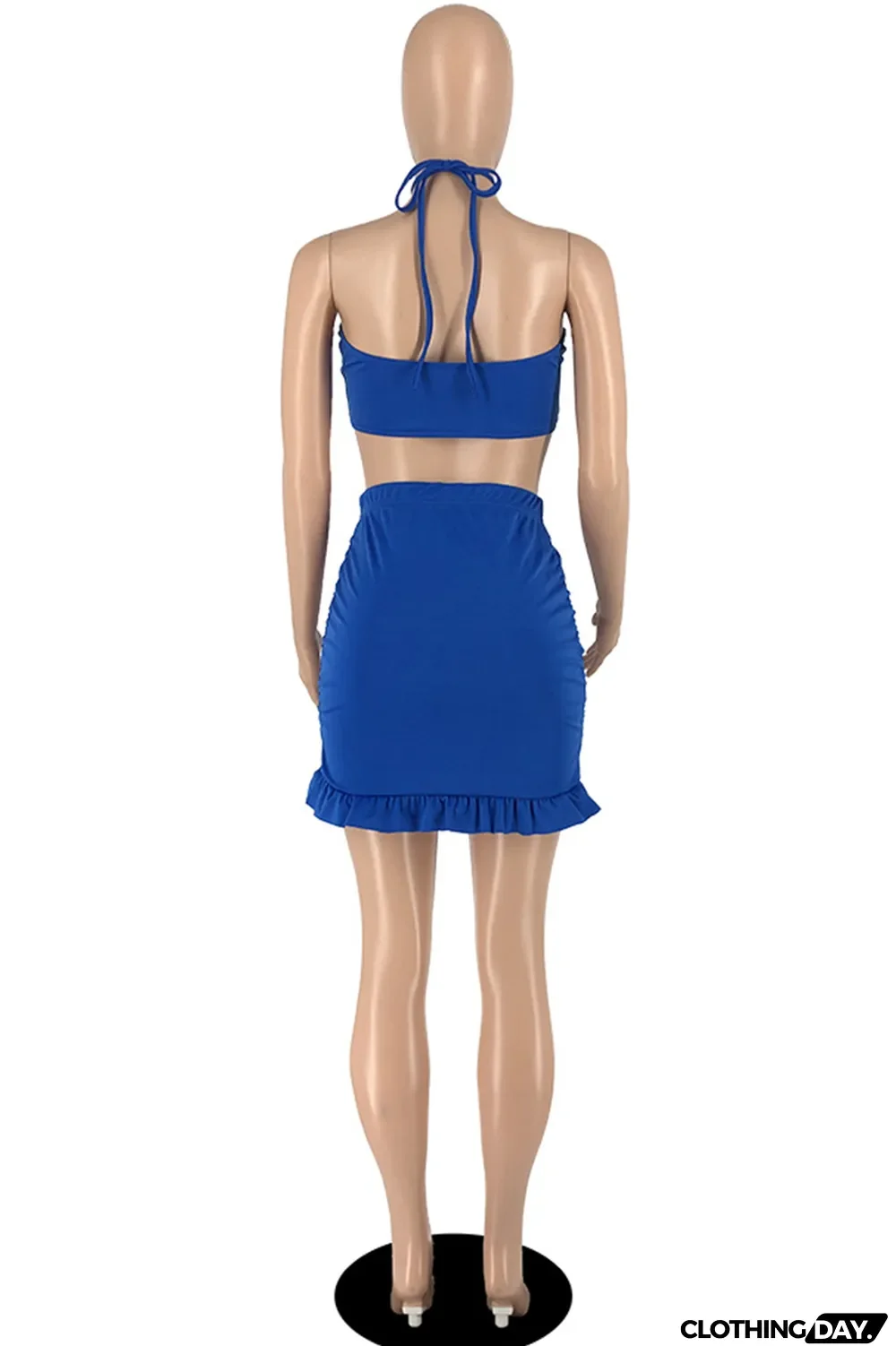 White Fashion Sexy Solid Bandage Backless Strapless Sleeveless Two Pieces