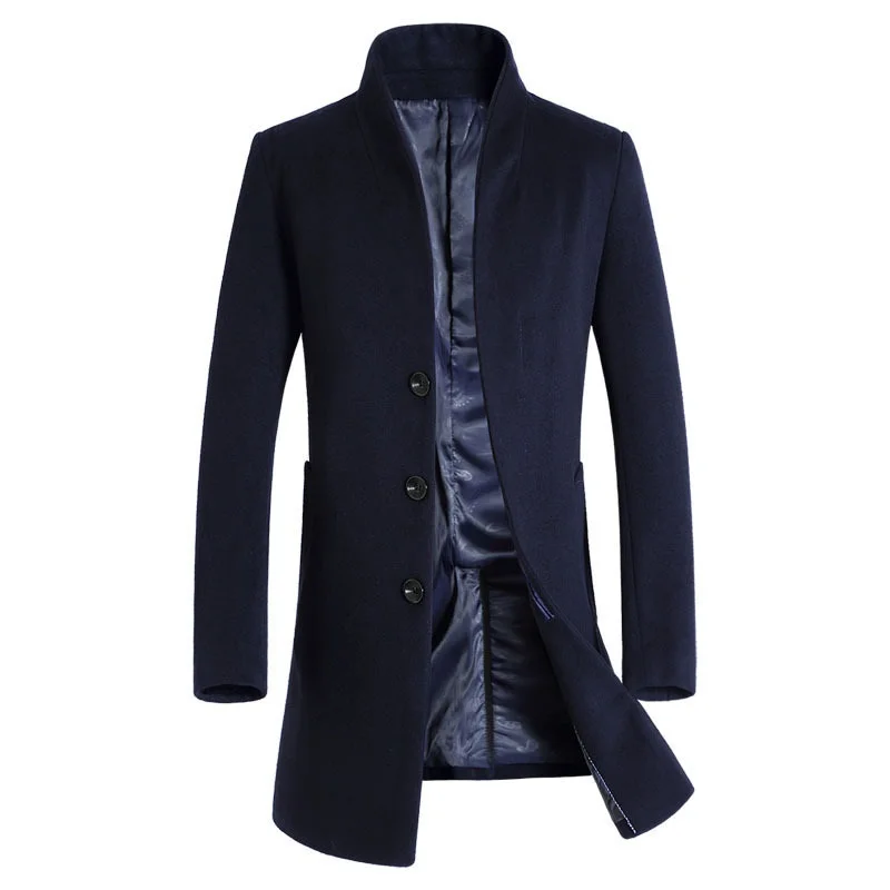 Men's Wool Coat Casual Wool Trench Coat