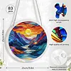(18.5cm)DIY Acrylic Jigsaw Puzzle Window Hanging with Hanging Chain DIY Stained Glass Decoration Round Window Puzzle Decor for DIY Craft Project (Sunrise)