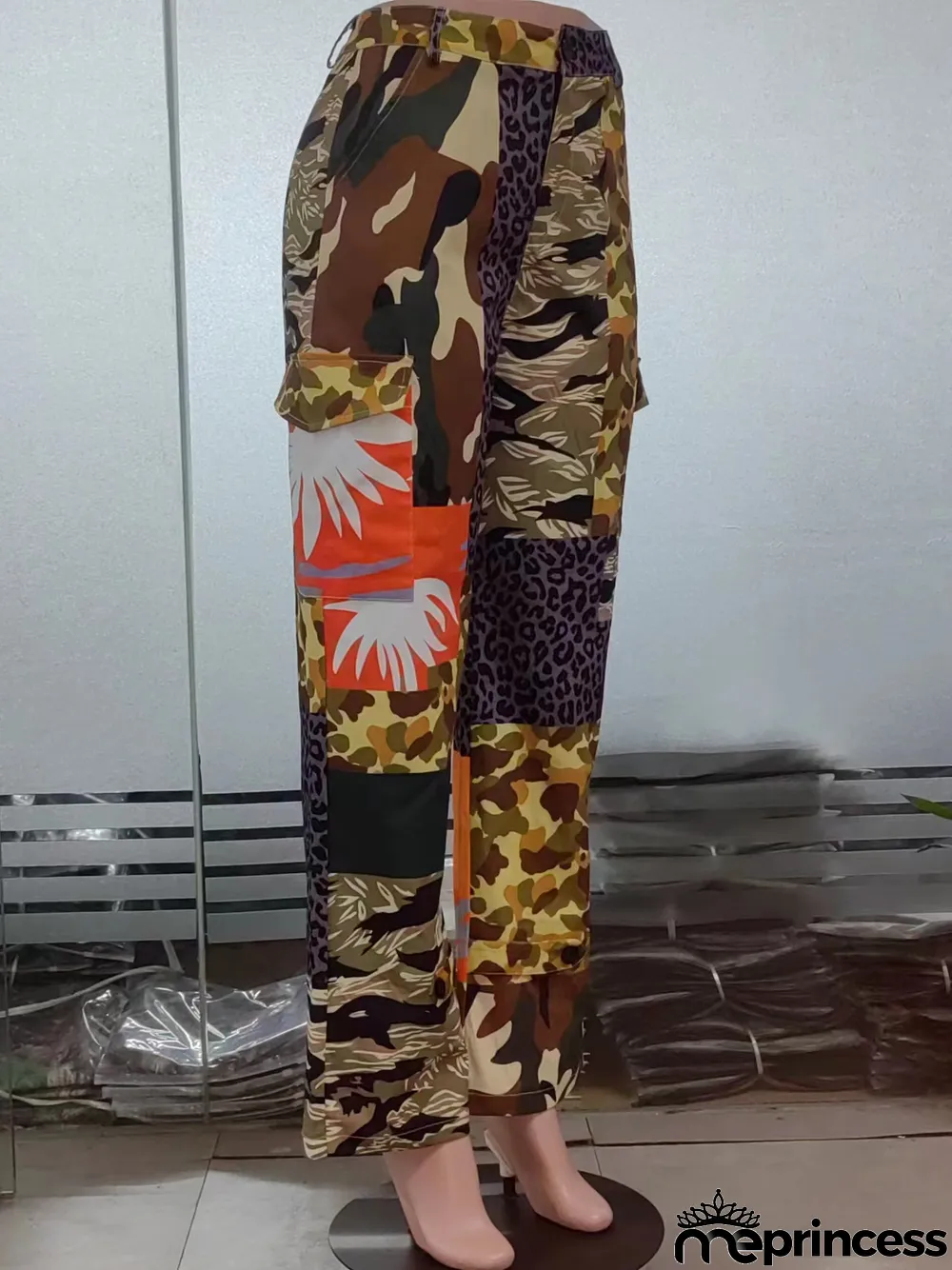 Plus Size Fashion Printed High Waist Camouflage Trousers