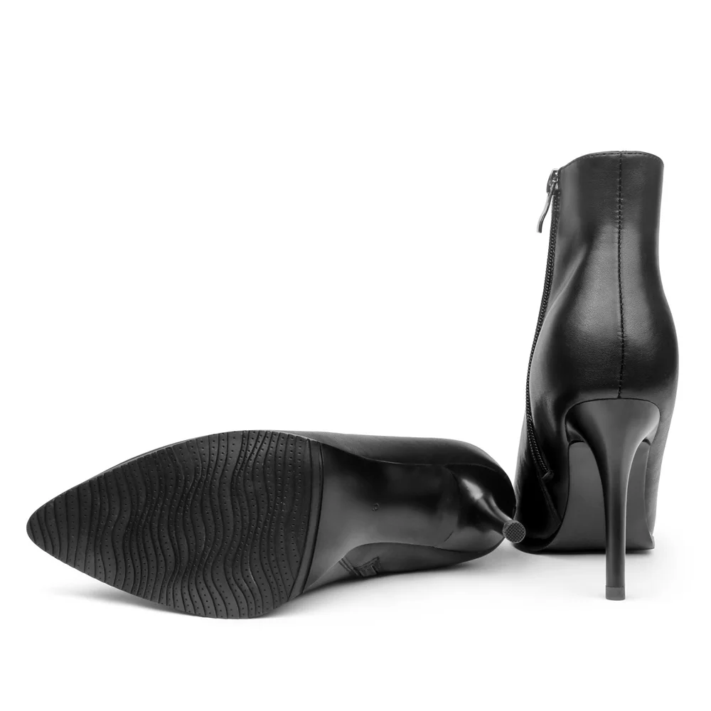 Women's Side Zipper Ankle Boots Heeled Shoes-MERUMOTE