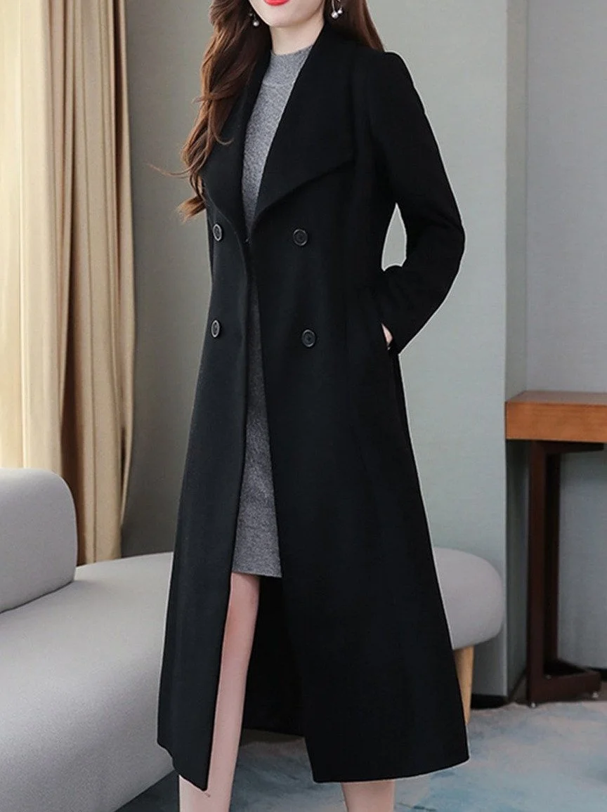 Women's Wool Coat Lapel Super Long Coat | IFYHOME