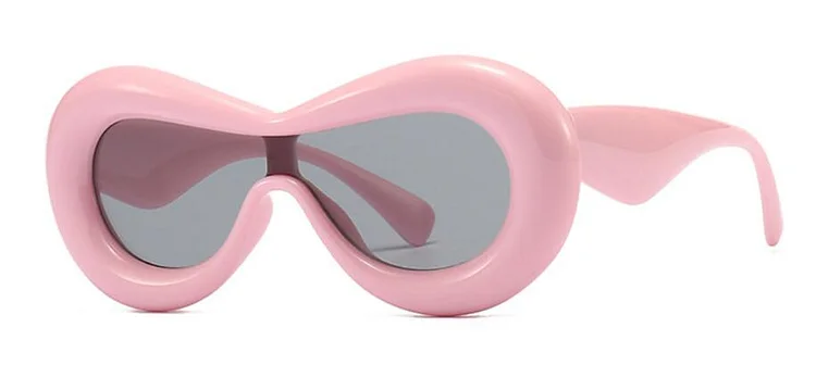 One-Piece Mask Futuristic Sunglasses Brand Designer Inflated Oval Frames Candy Colors Oversized Sun Glasses Punk Eyewear