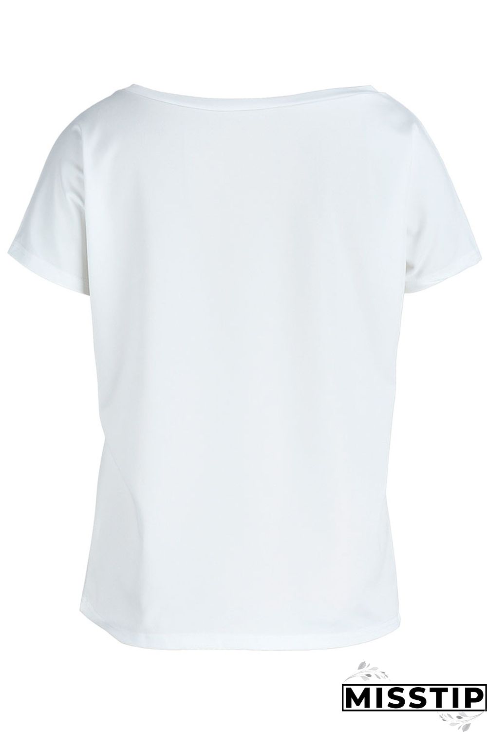 White Red Casual Print Bronzing Patchwork O Neck T-Shirts