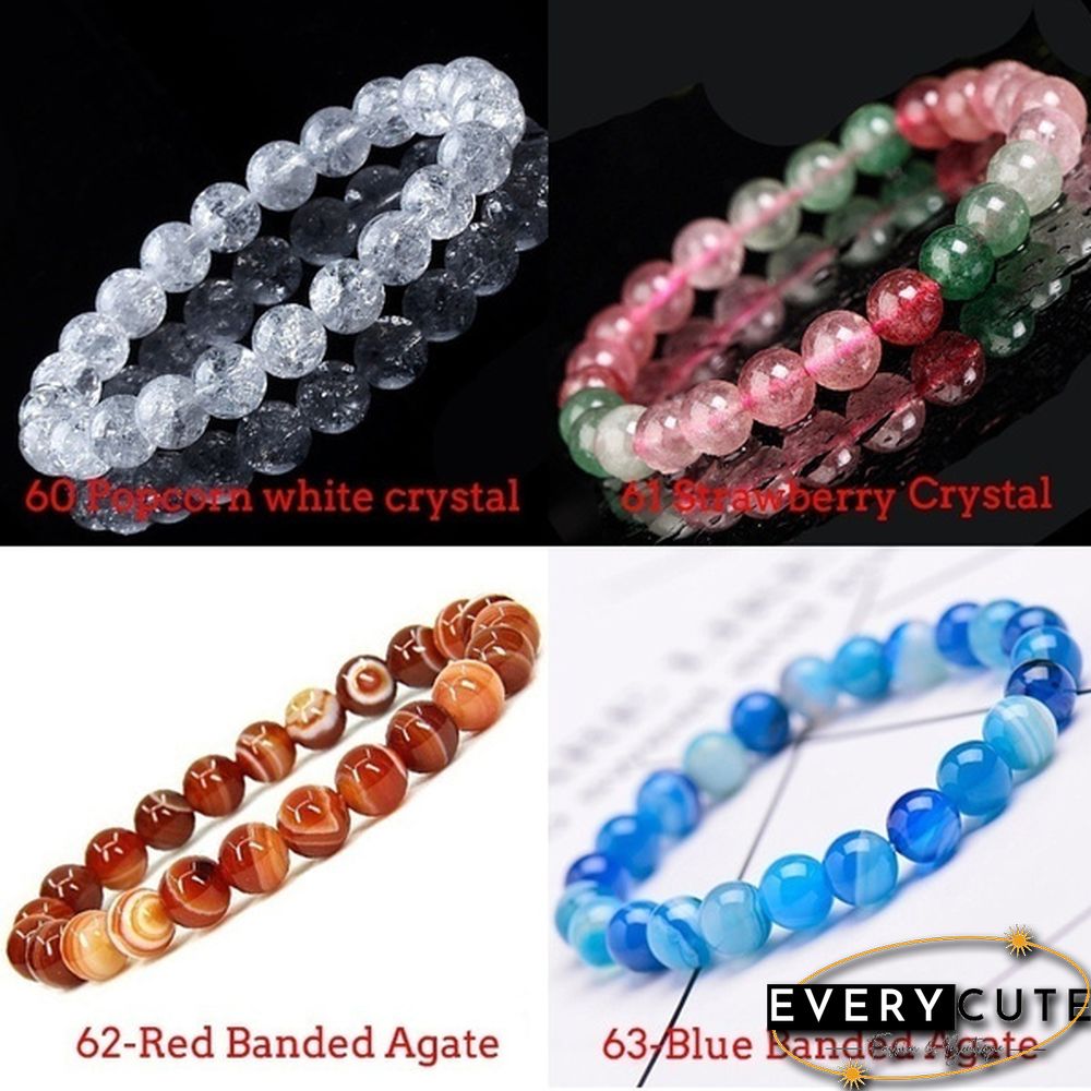 Natural Gemstone Round Beads 8mm Bracelets Apatite / Agate /amethyst /watermelon /Rose Quartz /Morgan Stone/malachite/Tiger Eye Fashion Bracelet 75 Styles