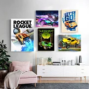 Shinevers Rocket League Game Poster Neon Video Game Canvas Painting Wall Art Picture for Modern Boy Room Living Room Home Decor Cuadros Wall Art