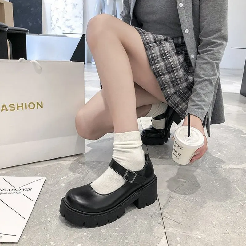 Lolita Shoes Women Japanese Mary Jane Shoes Women Vintage Girls Students JK Uniform High Heel Platform Shoes Cosplay Plus Size