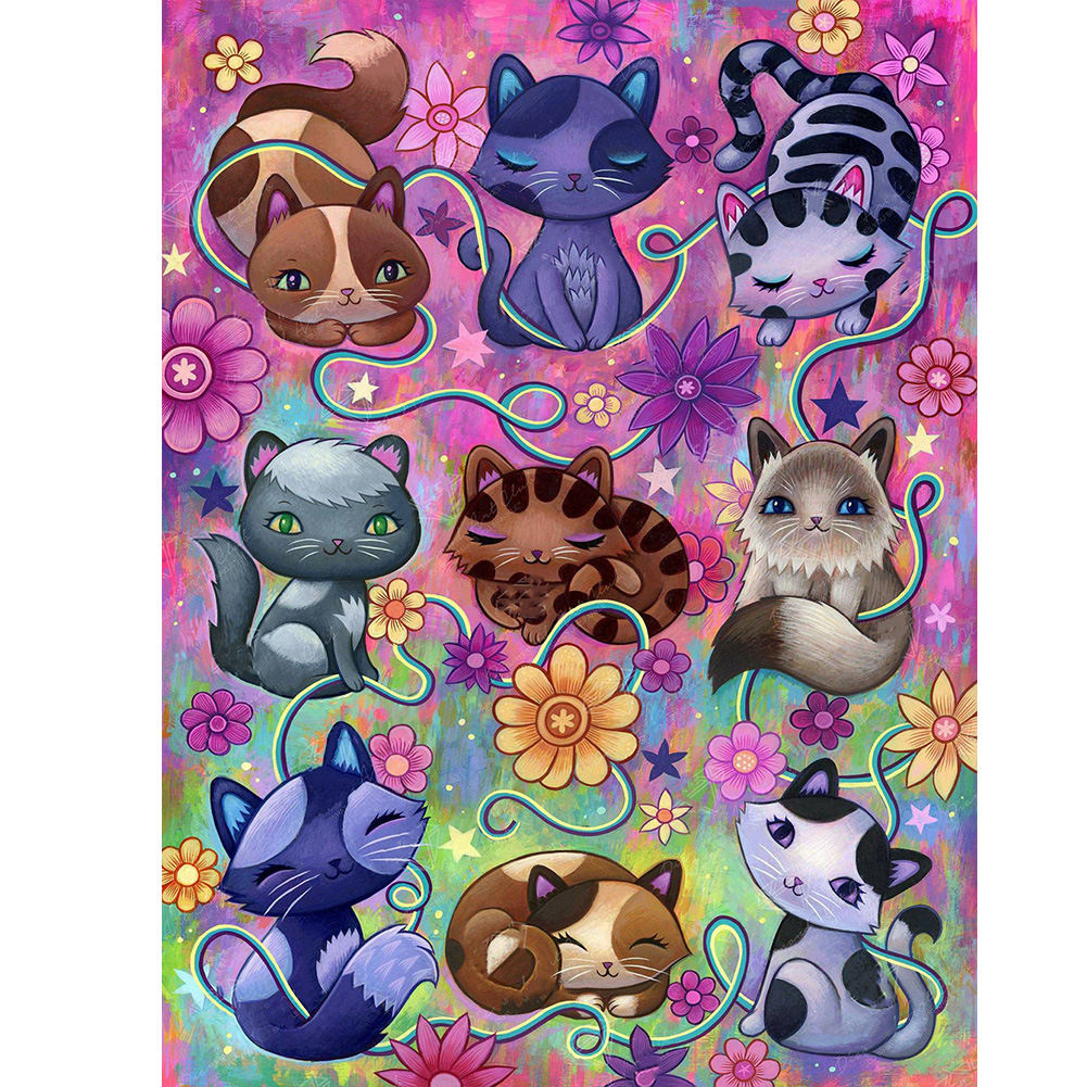 

Flowers Cat Picture - Round Drill Diamond Painting - 30*40CM, 501 Original
