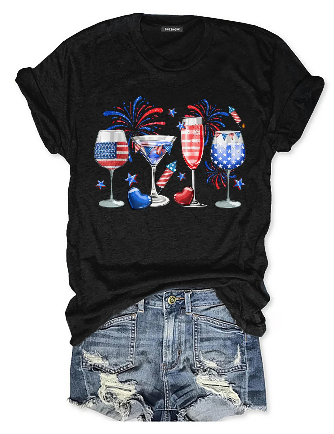 4th Of July Wine Glasses T-Shirt