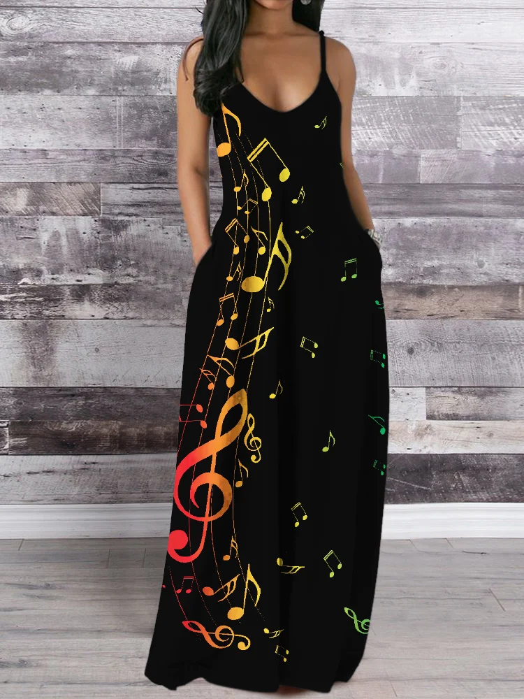 Reggae Rasta Gradient Music Notes Inspired Maxi Dress